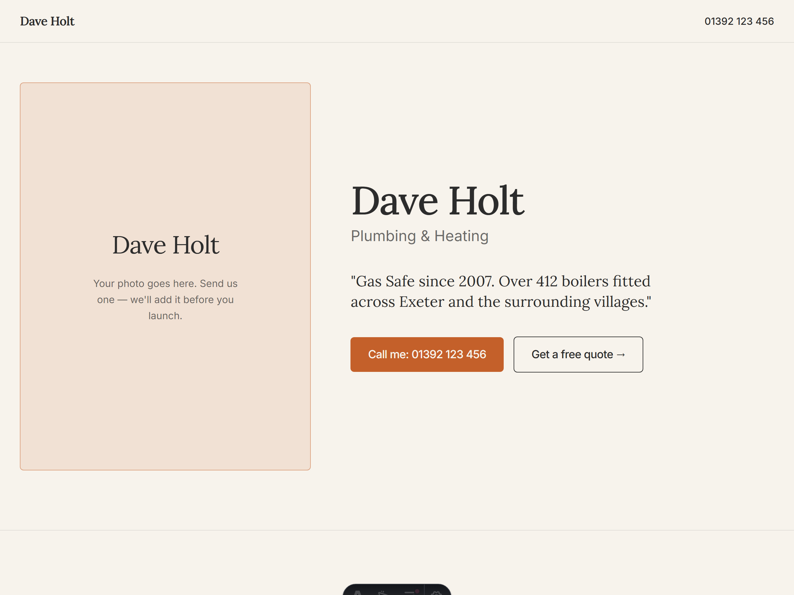 Friendly Local site preview for Holt Plumbing & Heating