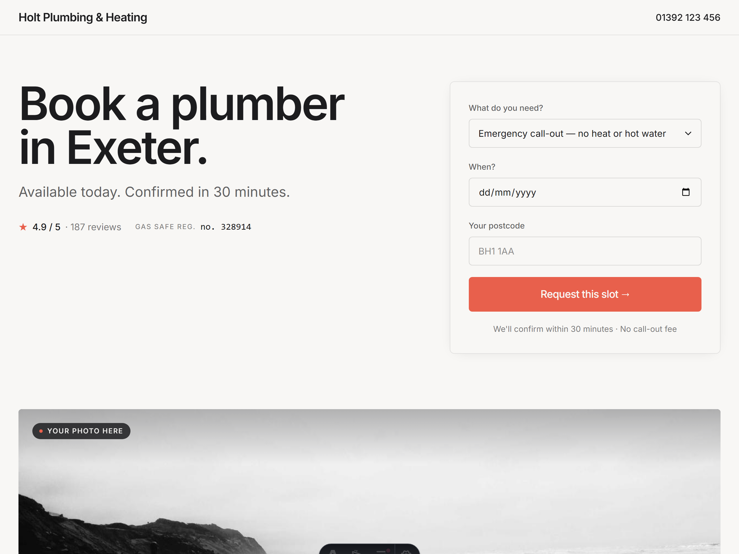 Modern Professional site preview for Holt Plumbing & Heating